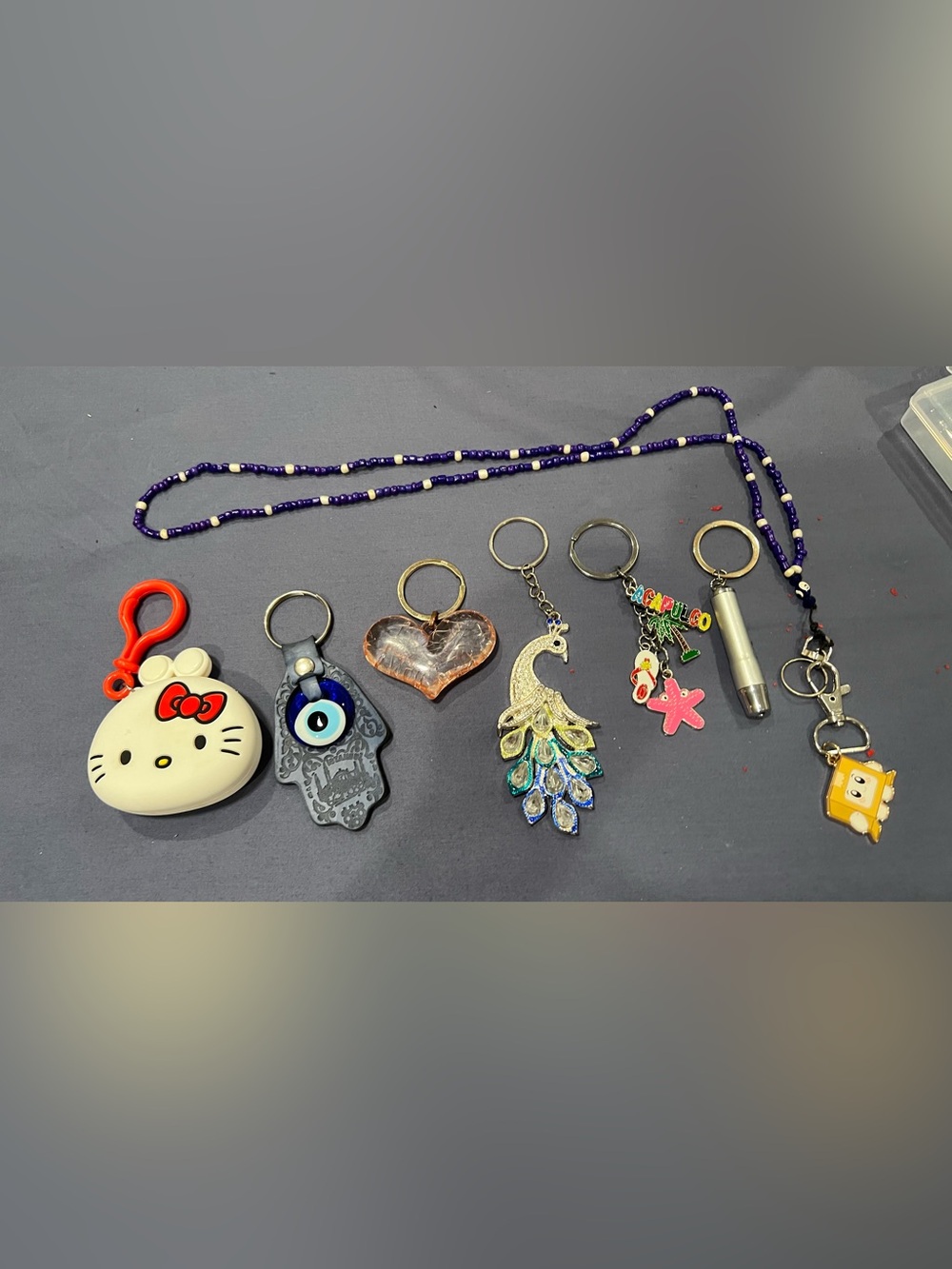 Hello Kitty White & Red Silicone and others Girls Keychain with Assorted Charms